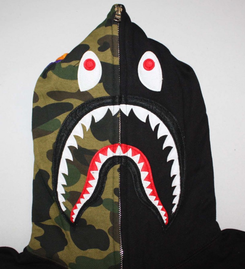 Half Camo Full Zip Bape Shark Hoodie | Dopestudent