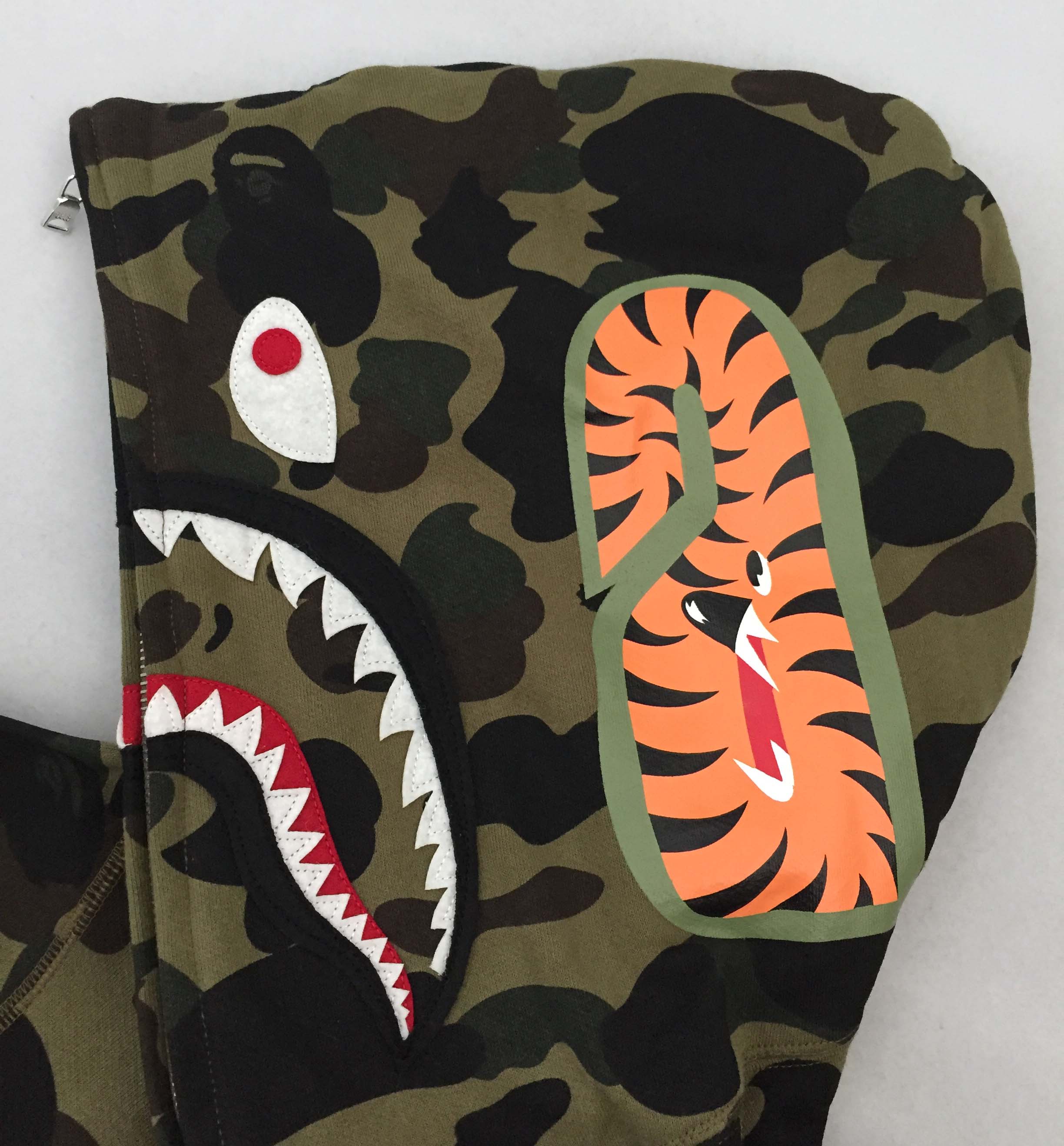 Green Camo Full Zip Bape Shark Hoodie | Dopestudent