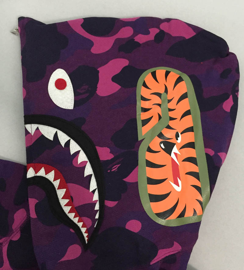 Purple Camo Full Zip Bape Shark Hoodie | Dopestudent