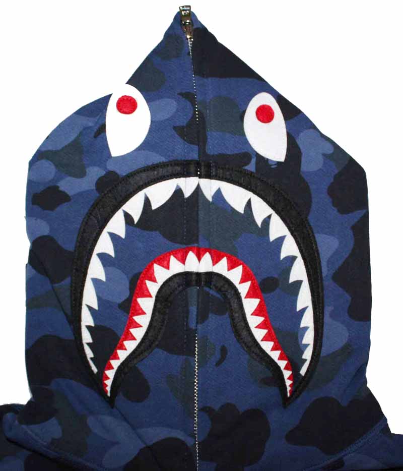 Blue Camo Full Zip Bape Shark Hoodie | Dopestudent