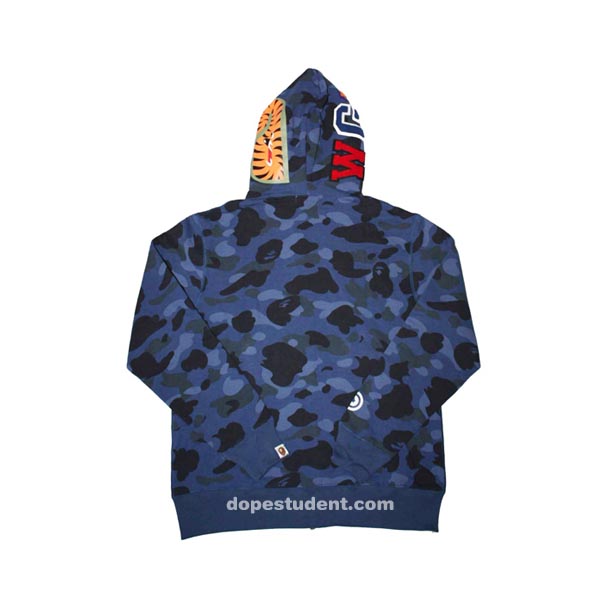 Blue Camo Full Zip Bape Shark Hoodie | Dopestudent