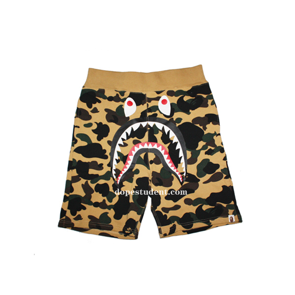 Bape Yellow Camo Shark Shorts | Dopestudent