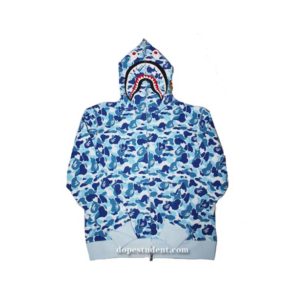 Blue Full Zip ABC Camo Bape Shark Hoodie | Dopestudent