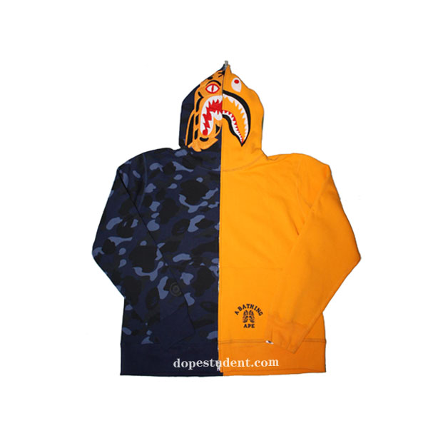 Half Blue Camo Tiger Shark Bape Hoodie | Dopestudent