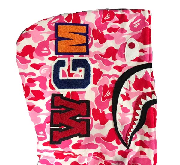Pink Full Zip ABC Camo Bape Shark Hoodie | Dopestudent