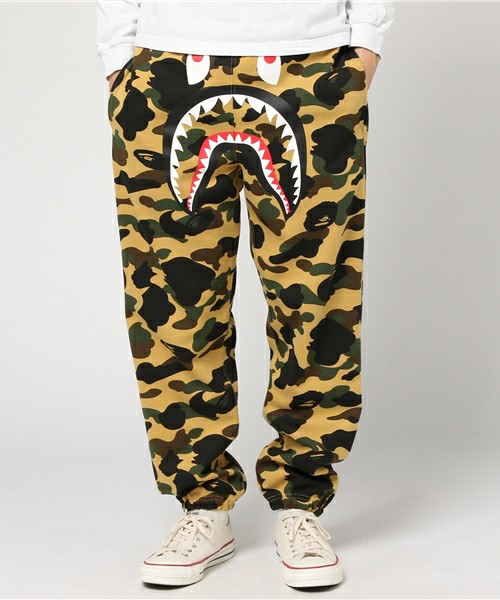 Bape Yellow Camo Shark Sweatpants | Dopestudent