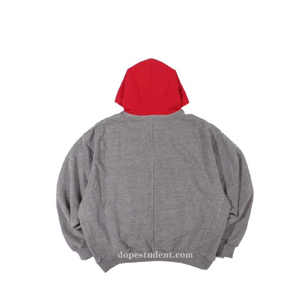 grey and red hoodie