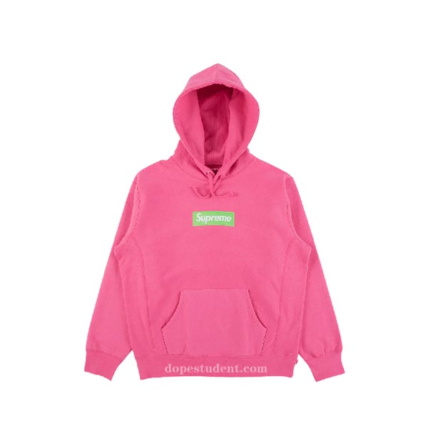 Magenta Box Logo Supreme Hoodie | Dopestudent