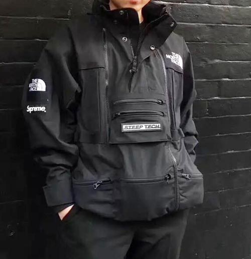 supreme the north face steep tech hooded sweatshirt black