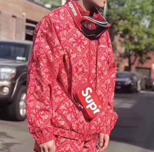 supreme bandana jacket red