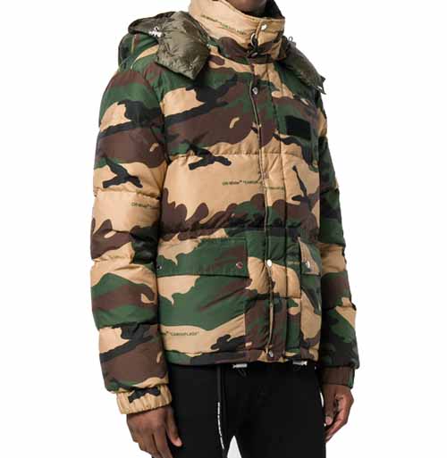 Off-White Camo Graphic Down Jacket | Dopestudent