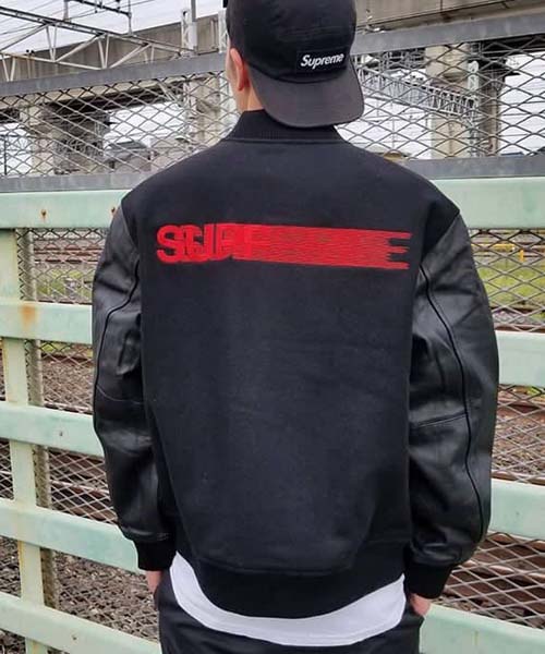 supreme varsity jacket black