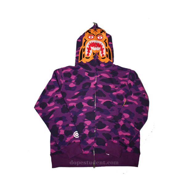 Color Camo Full Zip Bape Tiger Hoodie | Dopestudent