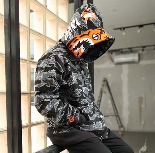 half tiger half shark bape hoodie