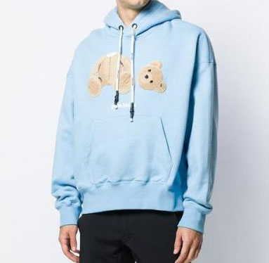 palm angels blue hoodie bear