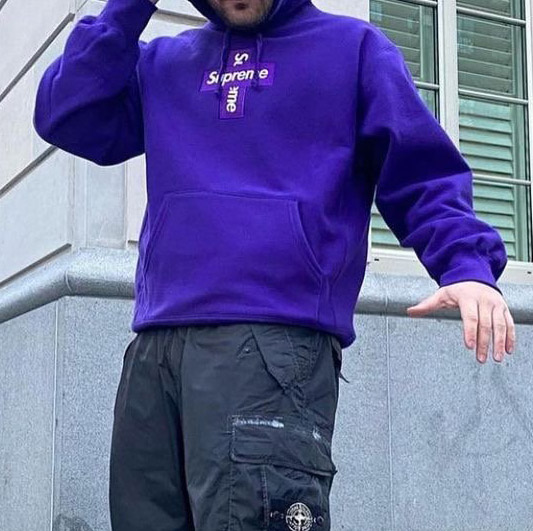 box logo cross hoodie