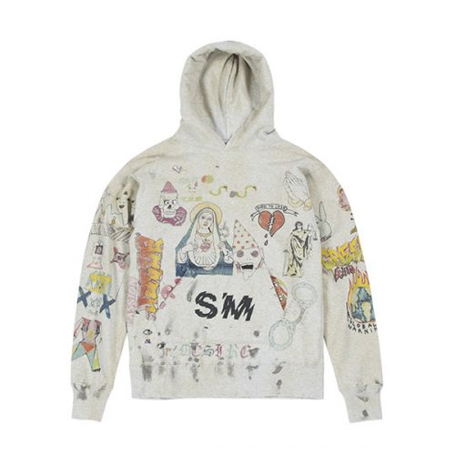 Saint Michael Denim Tears Graffiti Hoodie | Dopestudent